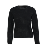 Famecoco Elegant Organza-Trimmed Pullover Sweater