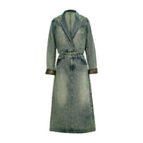 Famecoco Washed Denim Blazer & Skirt Set