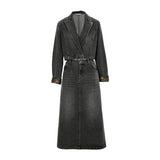 Famecoco Washed Denim Blazer & Skirt Set