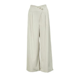 Famecoco Wide‑Leg Pants with Button Detail