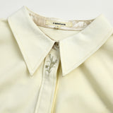 Famecoco Embroidered Collar Long‑Sleeve Blouse