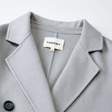 Famecoco Double-Face 100% Wool Long Coat with Contrast Cuffs