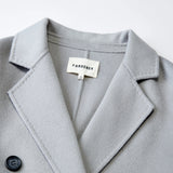 Famecoco Double-Face 100% Wool Long Coat with Contrast Cuffs