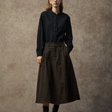 Famecoco Classic Cotton A-Line Midi Skirt