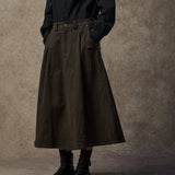 Famecoco Classic Cotton A-Line Midi Skirt