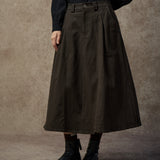 Famecoco Classic Cotton A-Line Midi Skirt
