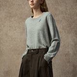 Famecoco Soft Wool Blend Pullover with Bead Detail