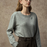 Famecoco Soft Wool Blend Pullover with Bead Detail