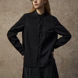 Famecoco Elegant Jacquard Satin Shirt