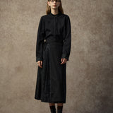 Famecoco Oriental Jacquard Pleated H-Line Skirt