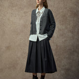 Famecoco Gold-Thread Wool Blend V-Neck Cardigan