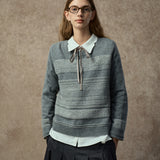 Famecoco Vintage Jacquard Wool Blend Pullover Sweater