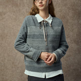 Famecoco Vintage Jacquard Wool Blend Pullover Sweater