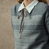 Famecoco Vintage Jacquard Wool Blend Pullover Sweater