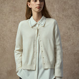 Famecoco Cashmere Blend Cardigan with Shell Buttons