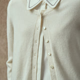 Famecoco Cashmere Blend Cardigan with Shell Buttons