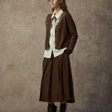 Famecoco Gold-Thread Wool Blend V-Neck Cardigan