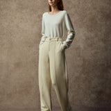 Famecoco Minimalist Textured Straight-Leg Knit Pants