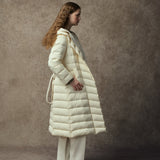 Famecoco Ultra-Light Long Belted Hooded Down Coat