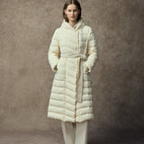 Famecoco Ultra-Light Long Belted Hooded Down Coat