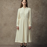 Famecoco Vintage Shirt Collat Midi Dress