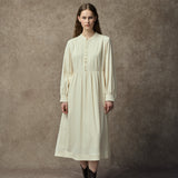 Famecoco Vintage Shirt Collat Midi Dress