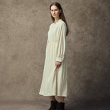Famecoco Vintage Shirt Collat Midi Dress