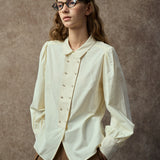 Famecoco Vintage Embroidered Lantern Sleeve Blouse