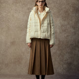 Famecoco Silk-Blend Short Quilted Down Jacket