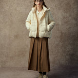 Famecoco Silk-Blend Short Quilted Down Jacket