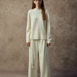 Famecoco Mock Neck Wool Pullover Sweater