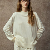 Famecoco Mock Neck Wool Pullover Sweater