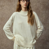 Famecoco Mock Neck Wool Pullover Sweater
