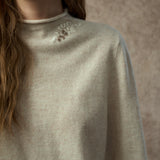 Famecoco Hand-Embroidered Wool Blend Pullover Sweater