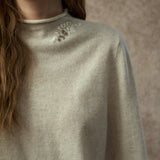 Famecoco Hand-Embroidered Wool Blend Pullover Sweater