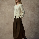 Famecoco Embroidered Wool Blend Crew Cardigan
