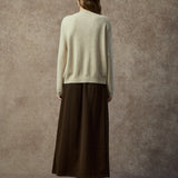 Famecoco Embroidered Wool Blend Crew Cardigan