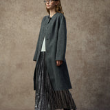 Famecoco Wool-Alpaca Blend Embellished Belted Coat