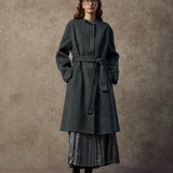 Famecoco Wool-Alpaca Blend Embellished Belted Coat