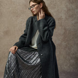 Famecoco Wool-Alpaca Blend Embellished Belted Coat