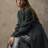 Famecoco Wool-Alpaca Blend Embellished Belted Coat