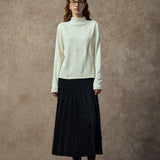 Famecoco Embroidered Mock Neck Slim Top