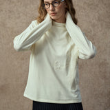 Famecoco Embroidered Mock Neck Slim Top