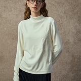 Famecoco Embroidered Mock Neck Slim Top