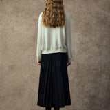 Famecoco Embroidered Wool Blend Crew Cardigan