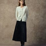 Famecoco Embroidered Wool Blend Crew Cardigan