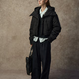 Famecoco Black Short Hooded Down Jacket