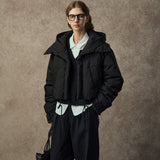 Famecoco Black Short Hooded Down Jacket