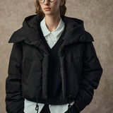 Famecoco Black Short Hooded Down Jacket