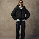 Famecoco Black Short Hooded Down Jacket